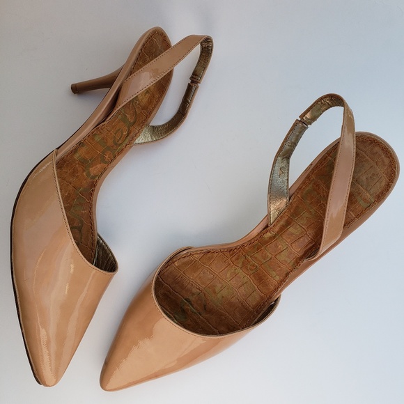 Sam Edelman Shoes - Sam Edelman | Patent Leather Nude Sling Heels 11